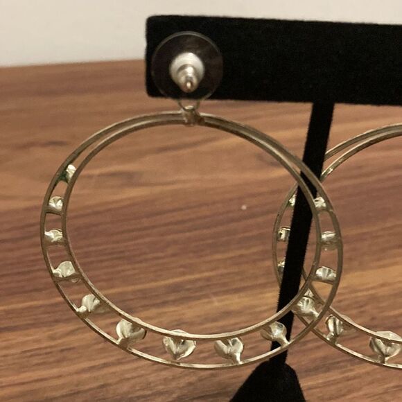 Vintage 1980’s Dramatic Silver tone & Rhinestone Hoop Earrings. - Picture 3 of 3